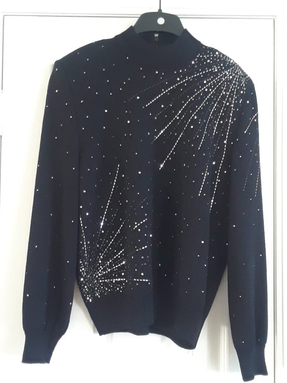 St John Evening Bk Silver studded L/S sweater. Sz Small